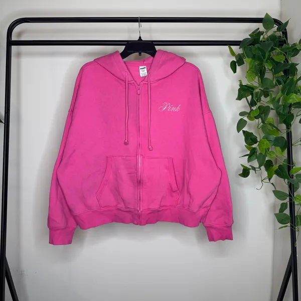 VS Pink Ivy Campus Fleece Full Zip Hoodie Jersey Shore Graphic size XL - Image 3