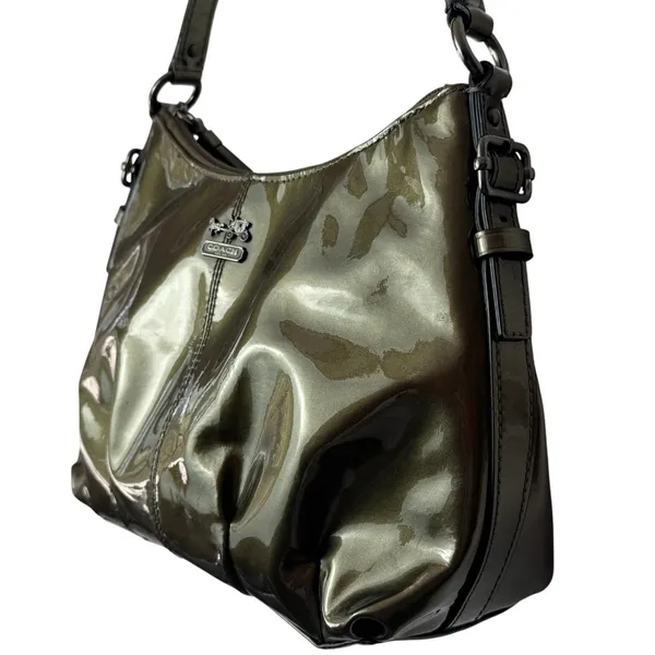 Coach‎ Y2K Madison Patent Leather Demi Small Pleated Pewter Handbag Pouch 46619 - Image 5