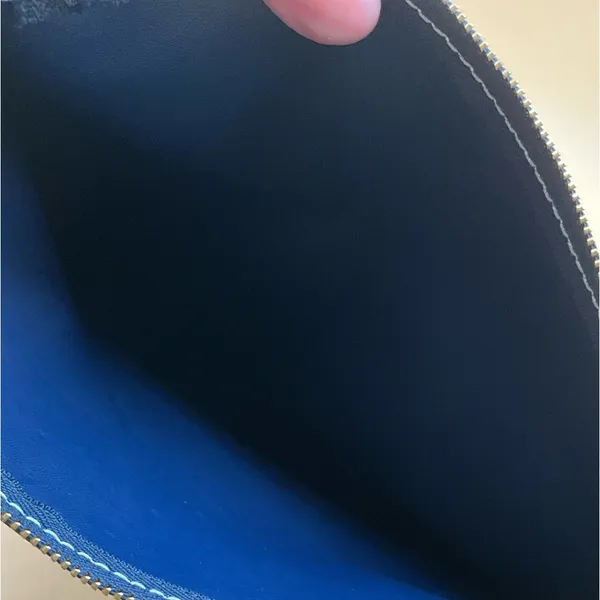 Tory Burch Navy Large Zip Pouch Leather Wristlet Zip Clutch - Image 5