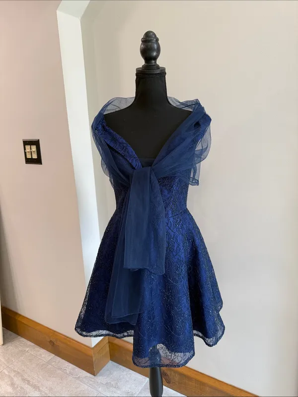 Narianna NWT Navy Blue size S Formal dress with matching shawl - Image 5