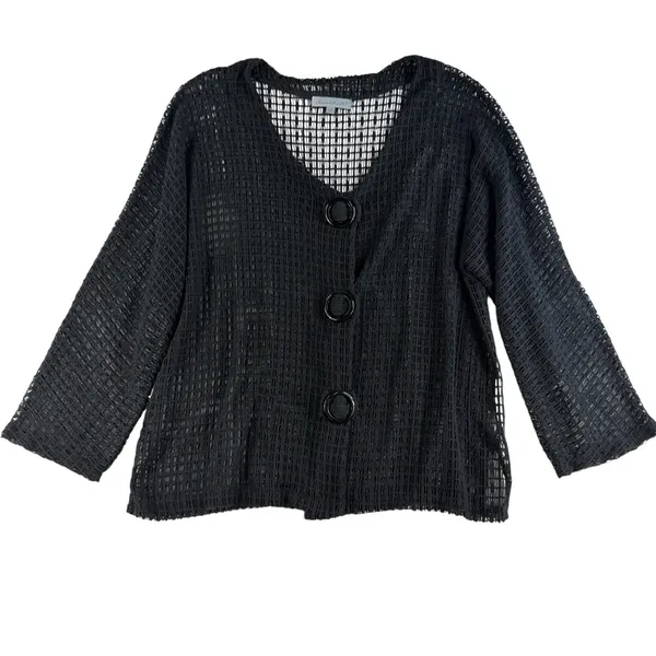 Vintage Keren‎ Hart L Large Sheer Mesh Open Knit Cardigan Artsy Lagenlook Unique - Image 2