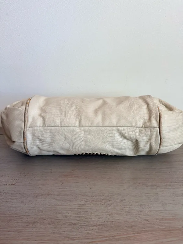 Vintage 80s Structured Doctor Bag Croc Embossed Leather Chunky Statement Purse - Image 9