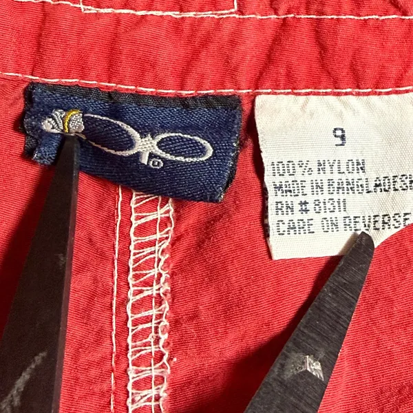 Ocean Pacific‎ OP Red Nylon Board Shorts Vintage Cargo Pocket 9 Surf Coastal Y2K - Image 6