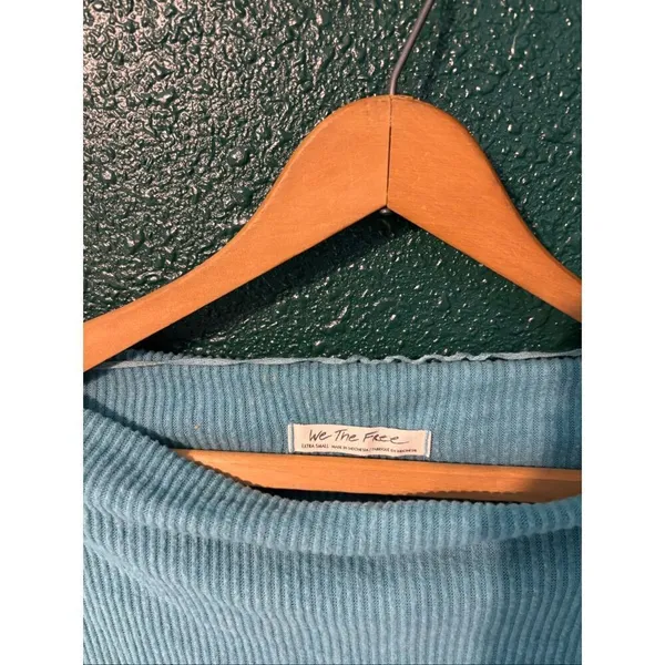 Free People XS Blue Microphone Drop Thermal Long Sleeve Top - Image 2