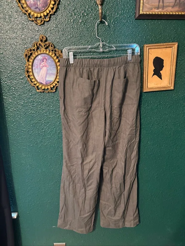 Gap Women’s Green Linen and Rayon Pull On Pants Sz Small - Image 2