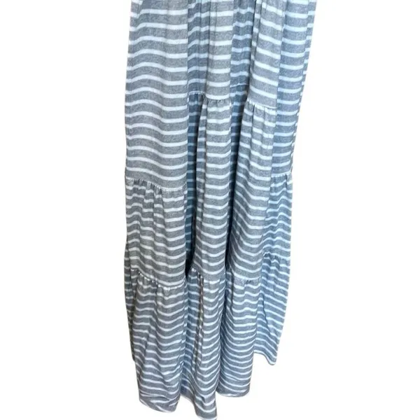 Lucky Brand Ruched Sleeveless Grey & White Stripe Maxi Dress Small #800 - Image 9