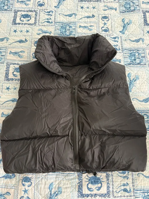 Woman’s cropped puffer vest Black Size M - Image 2