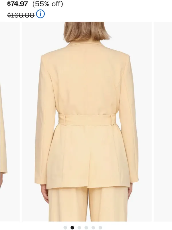 Avec Les Filles - Tailored Belted Women's Blazer Jacket - Cream - Image 3