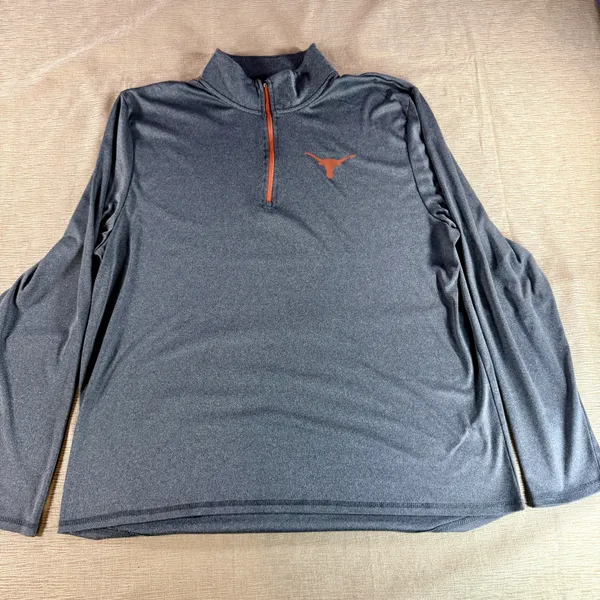 Texas Longhorns Quarter Zip Pullover Men XL Gray Burnt Orange NCAA Performance - Image 9