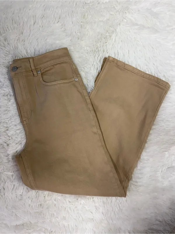 LOFT The Wide Leg High Rise Jeans Size 26 Tan Khaki Regular Fit - Image 5
