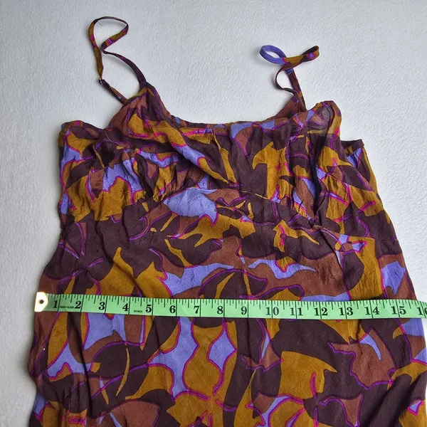 Roller Rabbit‎ Womens Purple Orange Abstract Floral Viscose Midi Slip Dress M - Image 9
