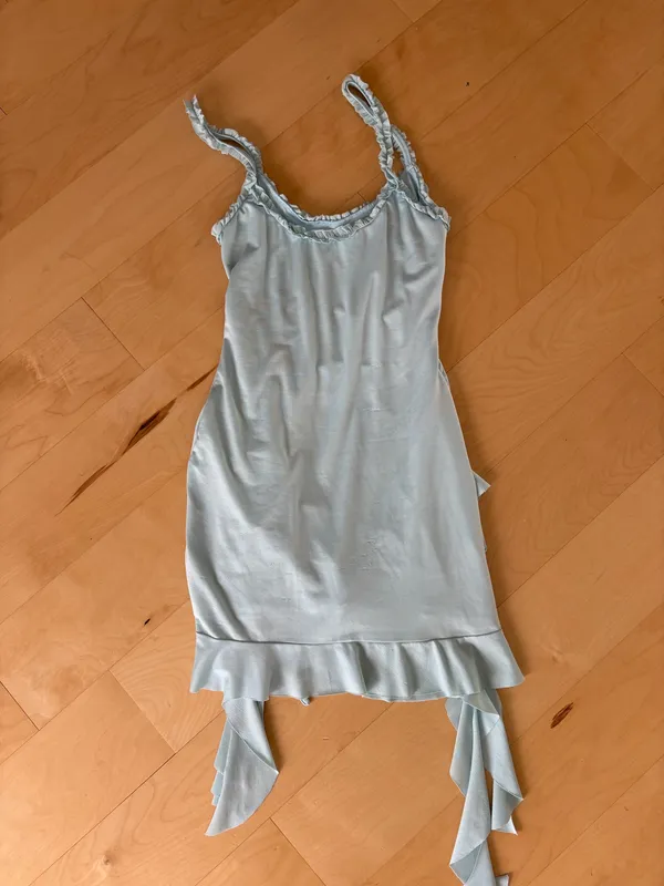 I.AM.GIA Pastel Blue Ruched Mini Slip Dress - Image 3