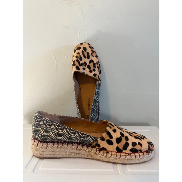 Soft Surroundings Leopard boho Espadrille Flats Tan Black Red whimsi resort y 9M - Image 2