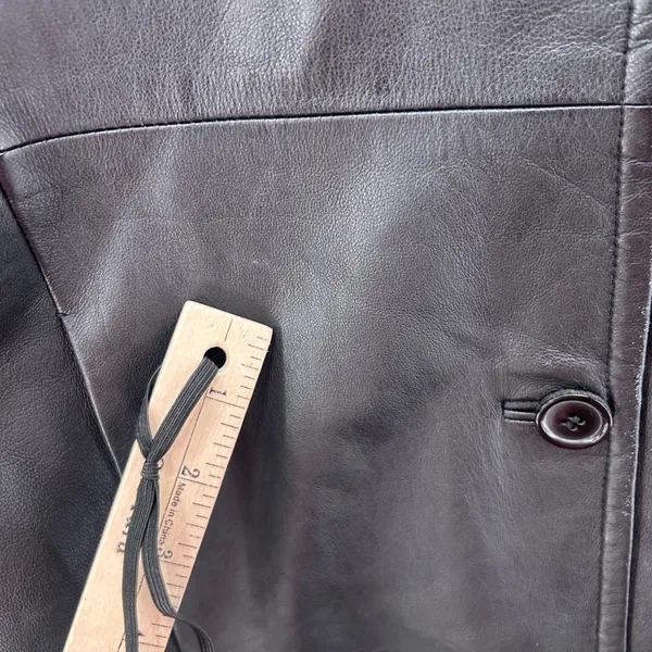 Vintage 90s‎ Leather Blazer Coat Black 6 - Image 16