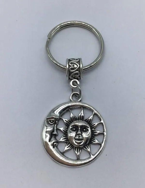 New sun and moon silver or gray dangle keychain - Image 6
