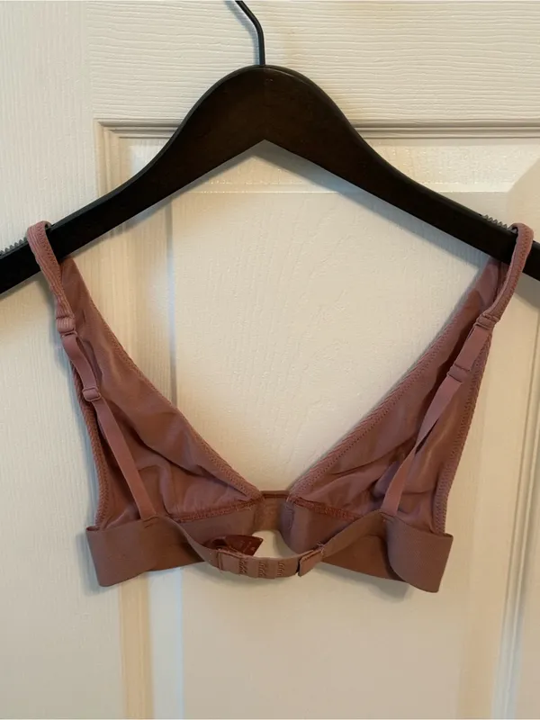 Skims Cotton Rib Plunge Bralette in Rose Clay - Image 3