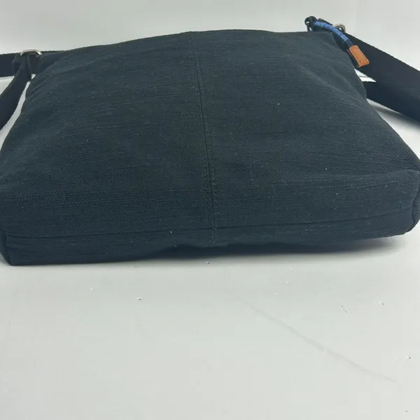 Fossil Black Canvas Crossbody Bag Leather Trim Messenger Shoulder Bag Adjustable - Image 5