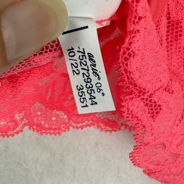Aerie Real Good Lace Bralette Neon‎ Pink Floral V-Neck Mesh Longline Small - Image 6