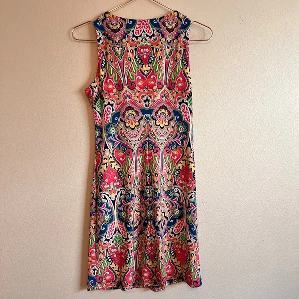 Tommy Hilfiger Sheath Dress Women 2P Multi Paisley Sleeveless Stretch Knit Mini - Image 6
