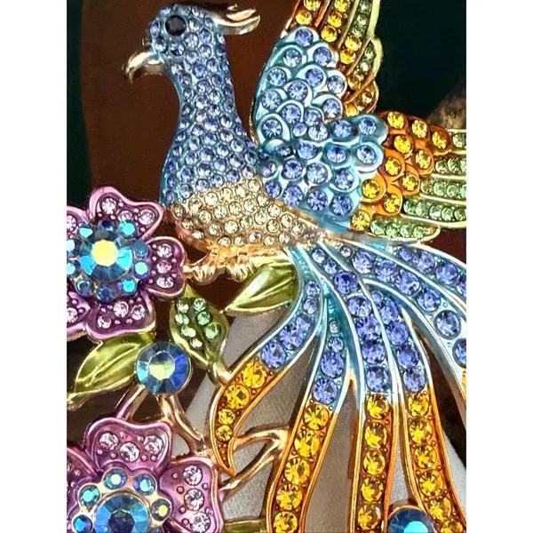 Multicolor Rhinestone Phoenix Statement Brooch - Image 7