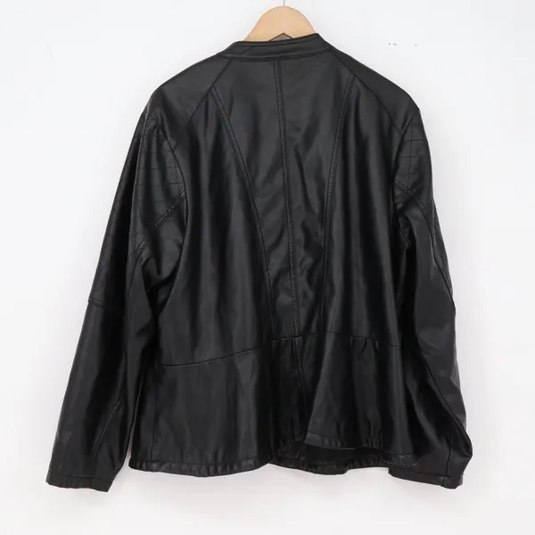 New Look Jacket Womens 2X Moto Biker Black Quilted Faux Leather Excellent - Image 4