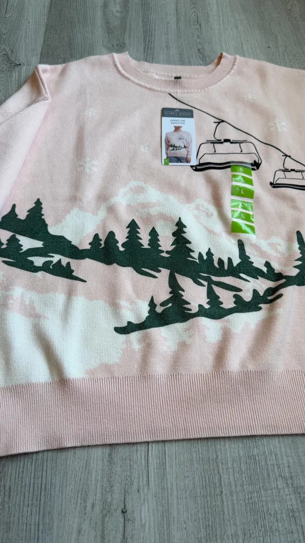 Berkley Jensen Après Ski Sweater Women's L NWT Pink Winter Grapt ozy - Image 2