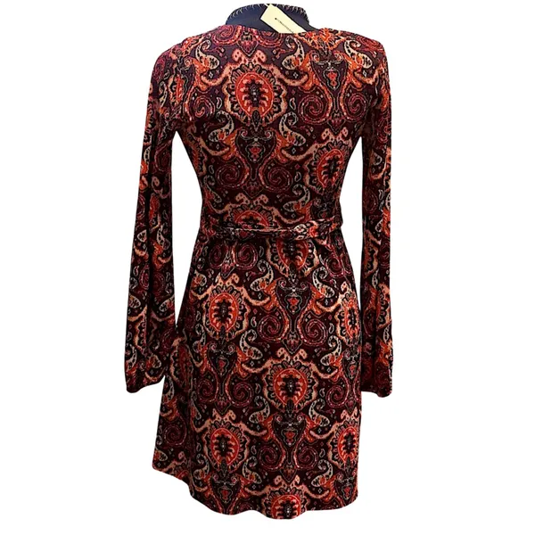 ANTHROPOLOGIE MAEVE Floral Paisley Wrap Front Dress With Belt Sz XS - Image 6