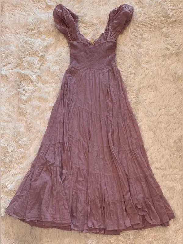NWOT Free People Short Sleeve Sundrenched purple lavender Maxi Dress sz S - Image 7