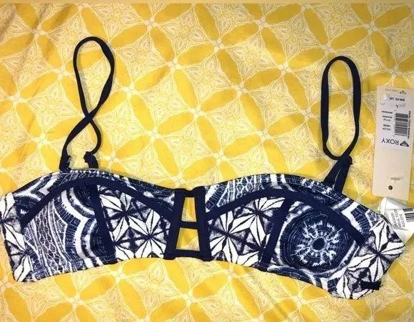 Roxy NWT  Visual Touch Bandeau bikini top- Large Blue - Image 5