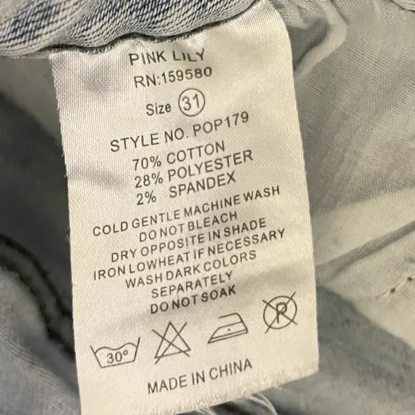 Raw Distressed Hem Flare Button Up Jeans Light Blue Size 31 - Image 10