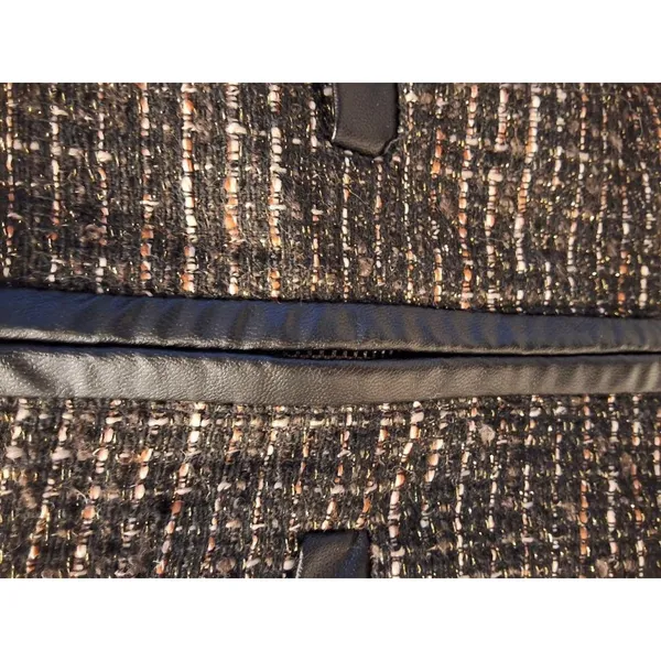 Ecru Size S Womens Zip Up Tweed Jacket with Leather Trim NWT Vintage Look - Image 5