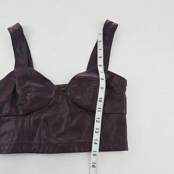 Peter‎ Som -1628 Rent The Runway - Burgundy Red Faux Leather Bustier Top Size 2 - Image 12