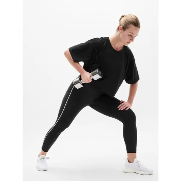 Athleta S Ultimate Lasercut Crop Tee Black Small - Image 5