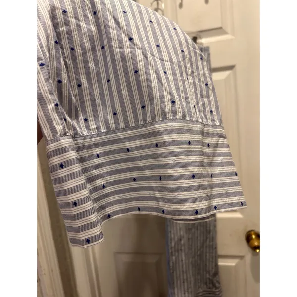 NWT Aerie Off Duty Poplin Trouser PJ Blue White Striped Dotted Pants Wide Leg XL - Image 4
