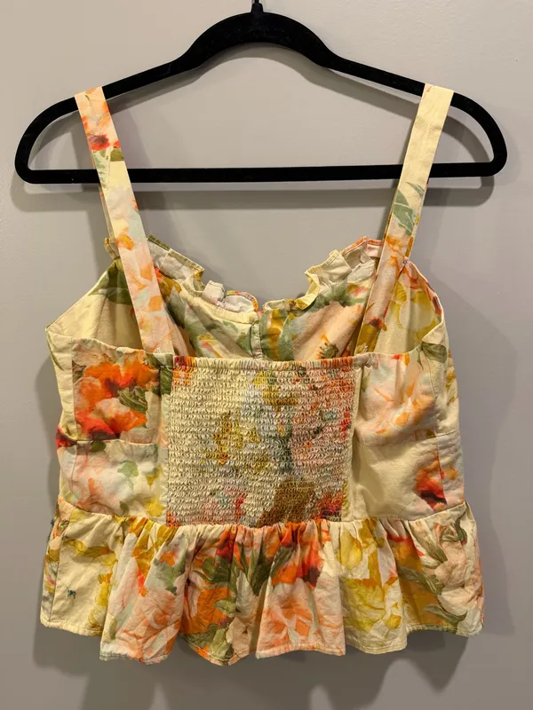 Maeve by Anthropologie Colorful Floral Detail Button Detail Blouse Orange / Yellow / Green - Image 4