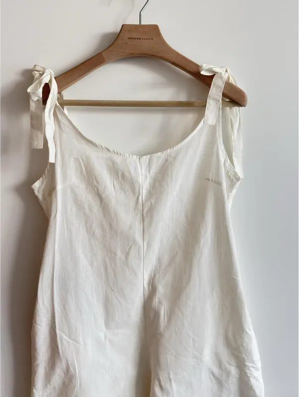 Luckliva White Cotton Tie Strap Jumpsuit Size Large Beach Cover Up NWT - Image 2