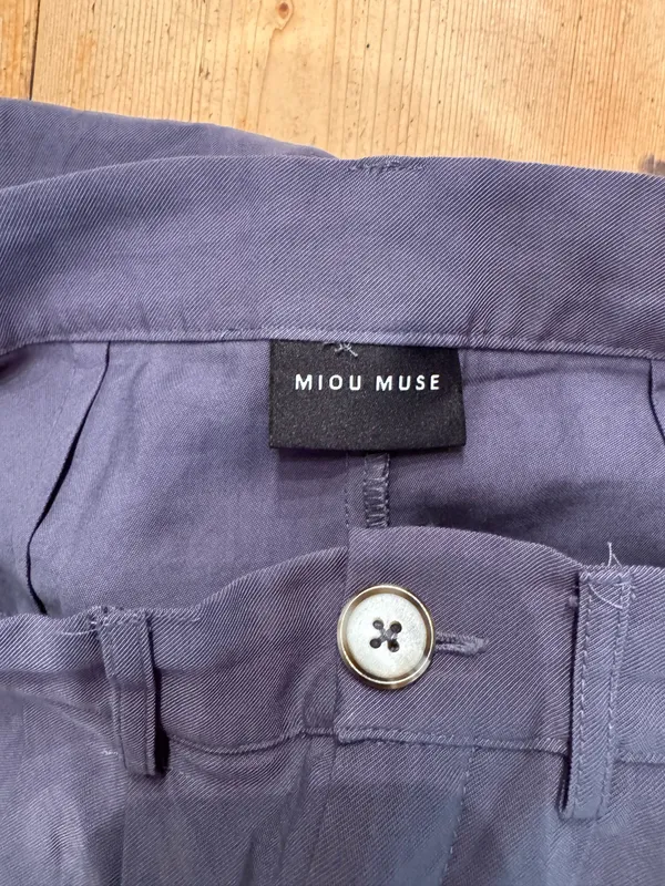 Miou Muse High Rise Wide Leg Trousers in Slate Purple - Image 2