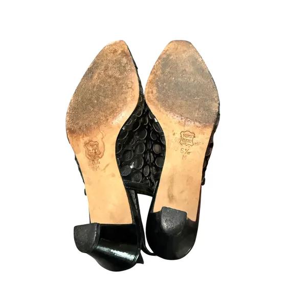 Tacoo‎ Footcare Black Slingback Size 6.5 Women Heels 3" Point Closed Toe Mesh - Image 3