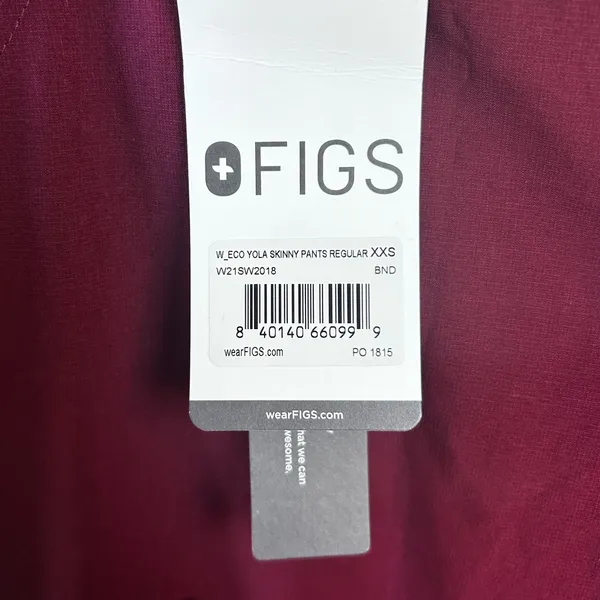 Figs Eco Yola Elastic Waistband Skinny Scrub Pants Burgundy Size XX-Small NWT - Image 5