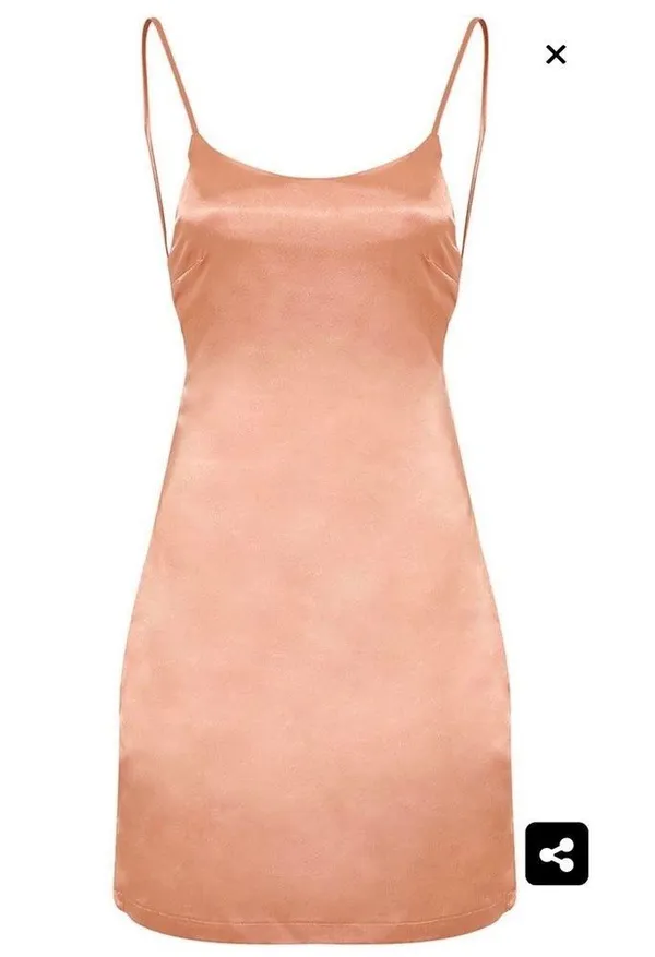 Nude Tie Back Silky Slip Dress - Image 4