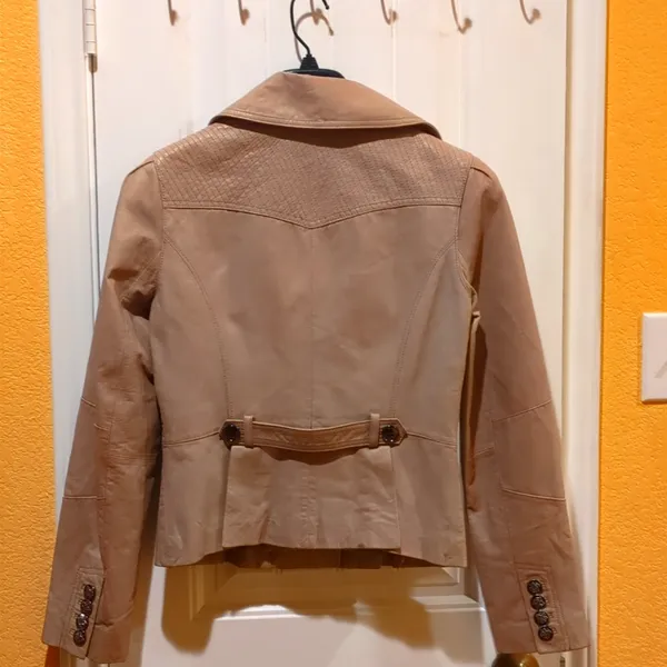 Kenneth Cole Leather Jacket Beige Size M - Image 7