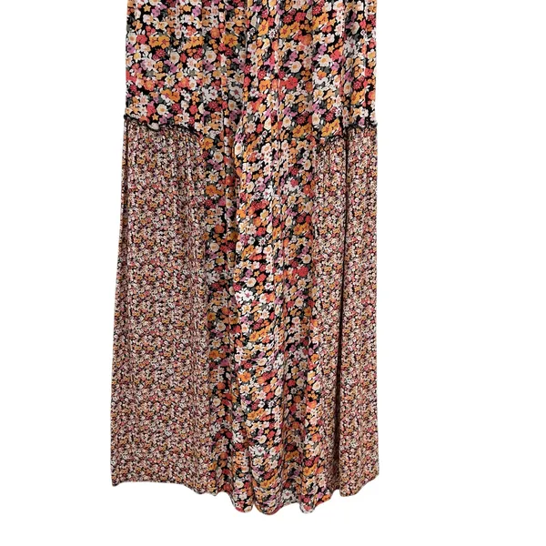 Maaji Wide Leg Pants Calico Floral Print Viscose Orange‎ Black Size Medium - Image 8