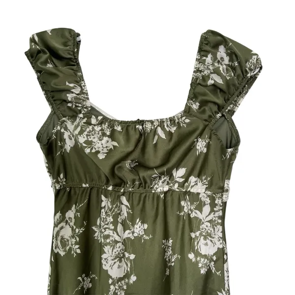 Inspired Hearts Green Floral Velvet Lace Sweetheart Midi Dress Size Small - Image 6
