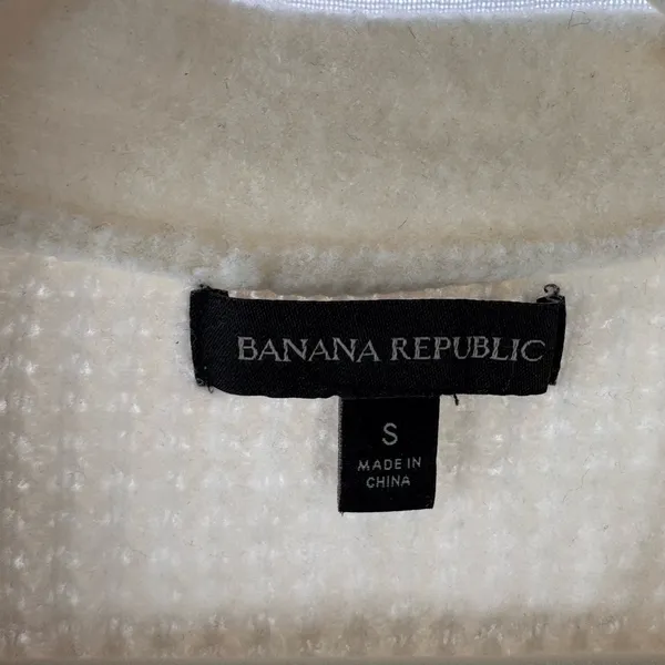 Banana Republic Cream Ivory‎ Aire Wool Blend Cardigan Waffle Knit Small GUC - Image 4