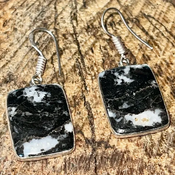 White Bufalo Turquoise Earrings 1 1/2” Black - Image 9