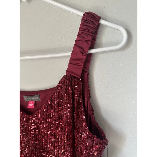 NWT Vince Camuto Small Womens Sequin Tank Top Red Lined V-Neck Party - Image 12