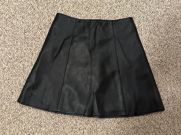 Black Faux Leather Button-Front Mini Skirt - Image 5