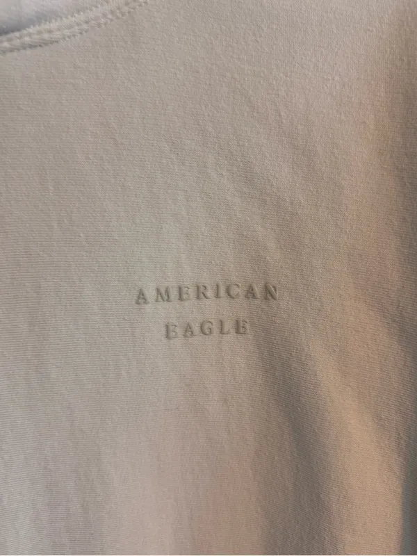 American Eagle‎ Oversized Cream Logo Hoodie Sweatshirt Large - Image 4