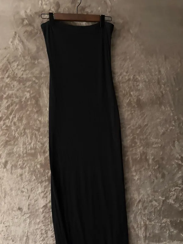 Women’s Classic Black Tube Strapless Maxi Dress Size PS - Image 2