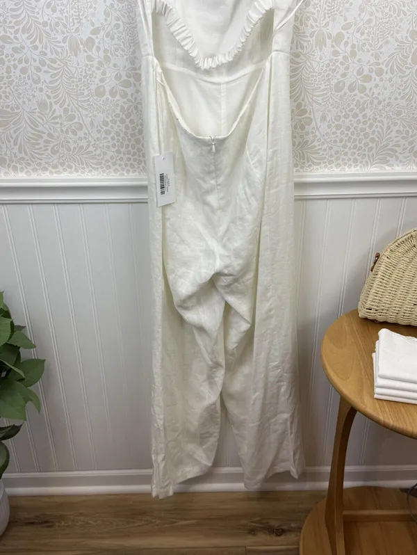 Reformation Harlow White Linen Wide-Leg Jumpsuit - Size - 6 - NWT - Image 5